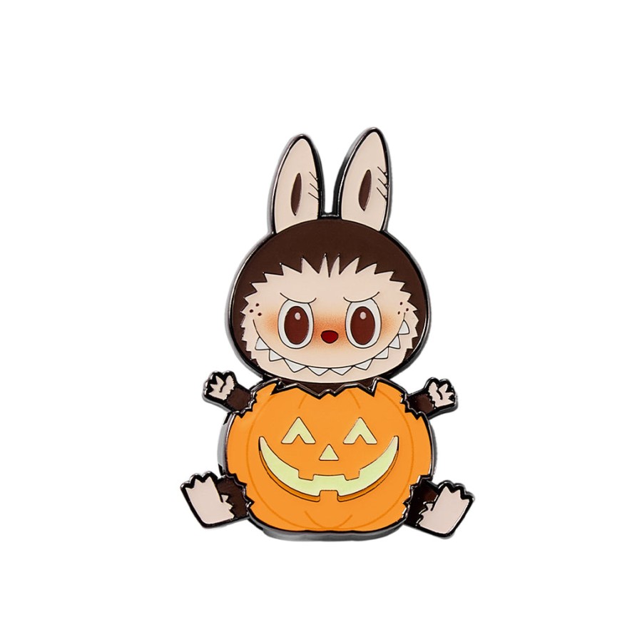 pop mart happy halloween party serie - mollydimoolabubu pompoen koelkastmagneetemaille speldje