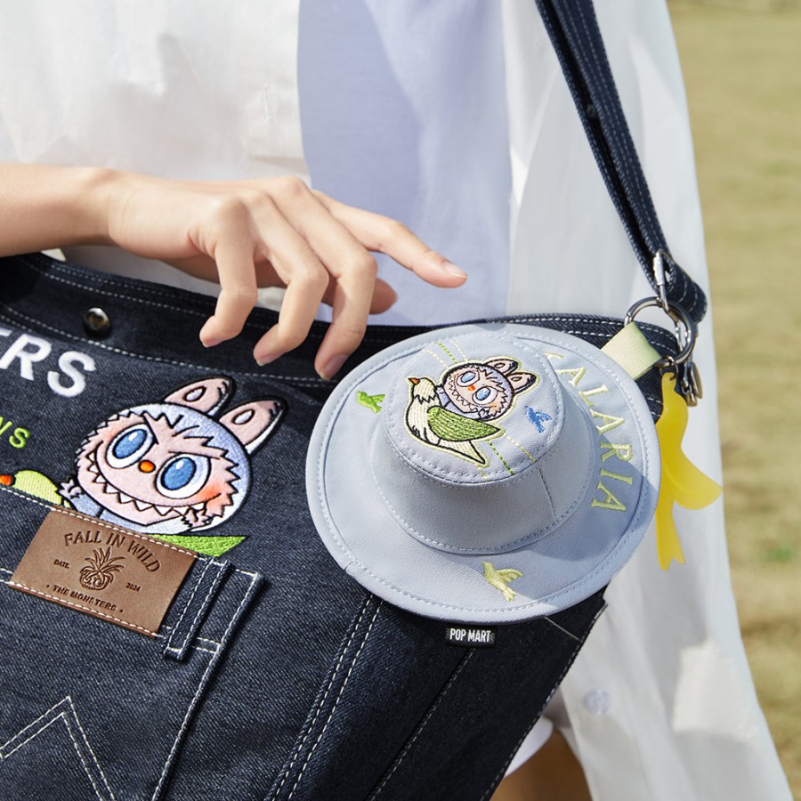 pop mart the monsters labubu fall in wild denim tote bag