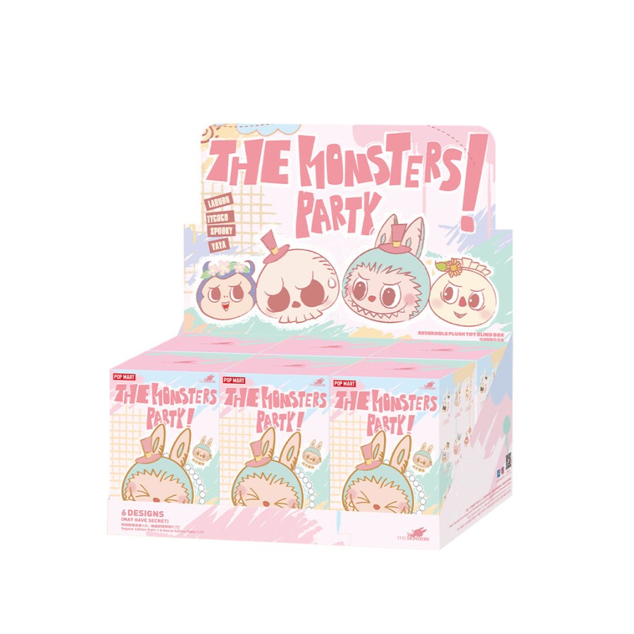 pop mart de monsters party-serie omkeerbare pluche tas blind box