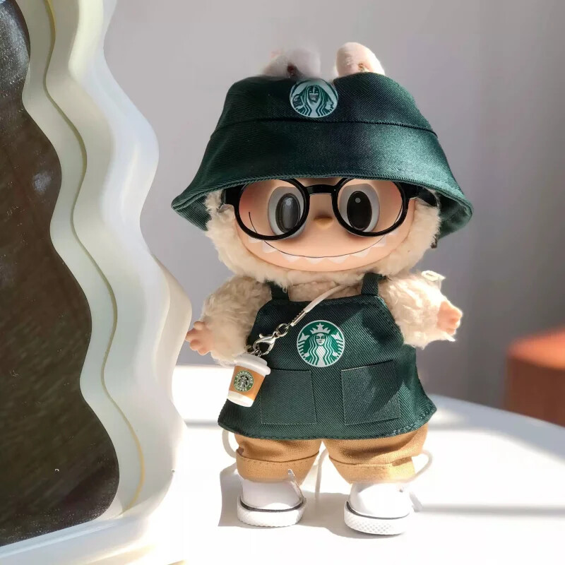 starbucks-outfit voor labubu-monsters