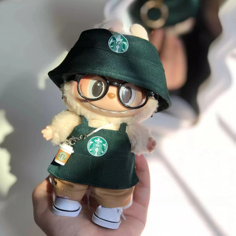 starbucks-outfit voor labubu-monsters