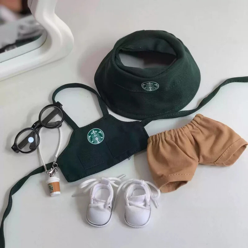 starbucks-outfit voor labubu-monsters