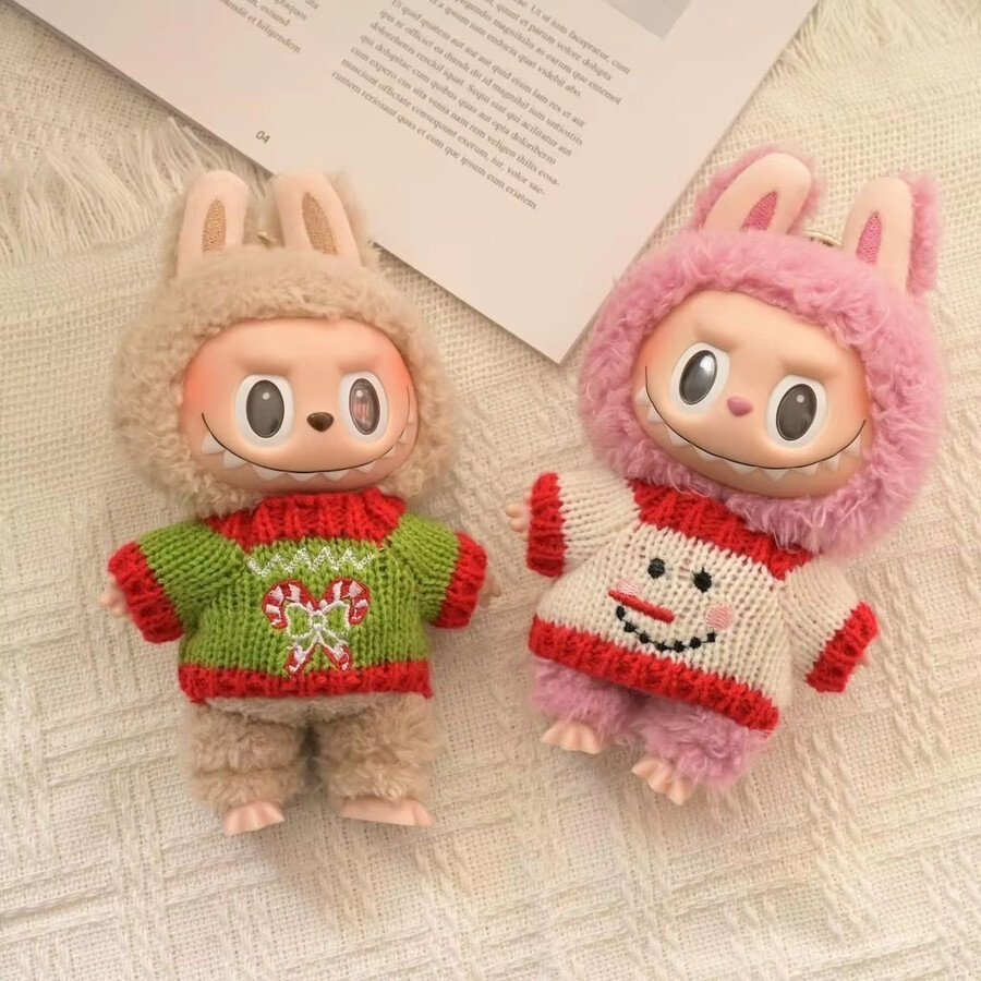 labubu candy cane snowman outfit
